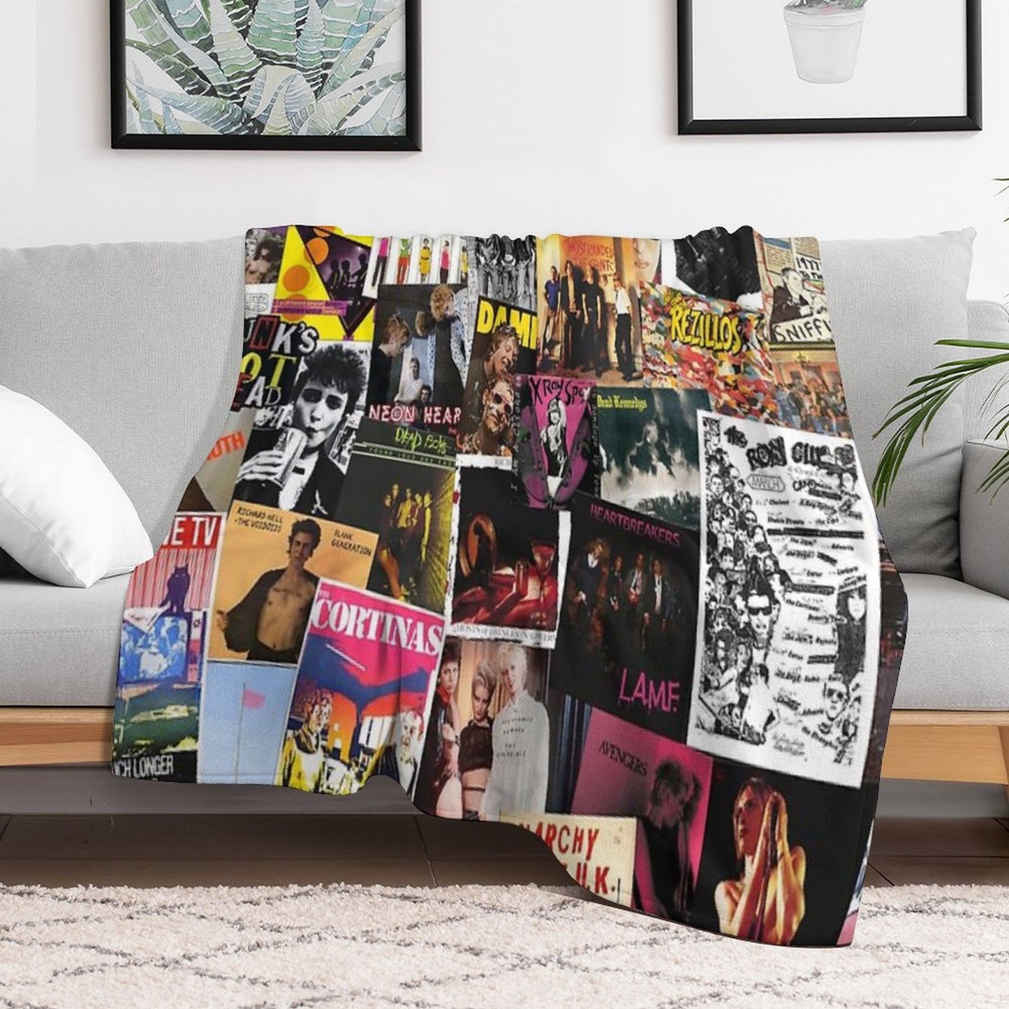 70s Punk Rock Music Throw Blanket