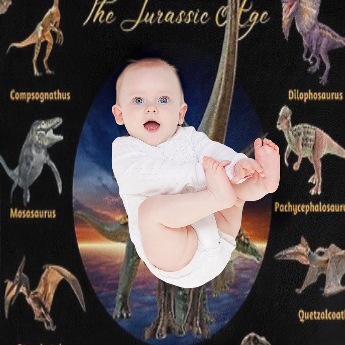 Dinosaurs The Jurassic Age (Black Background) Throw Blanket