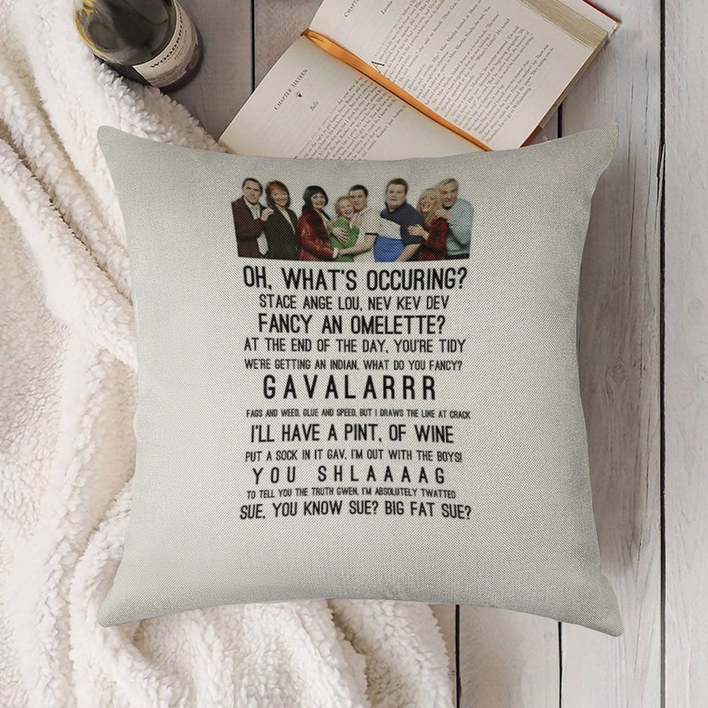 Gavin And Stacey Linen Throw Pillow Cover