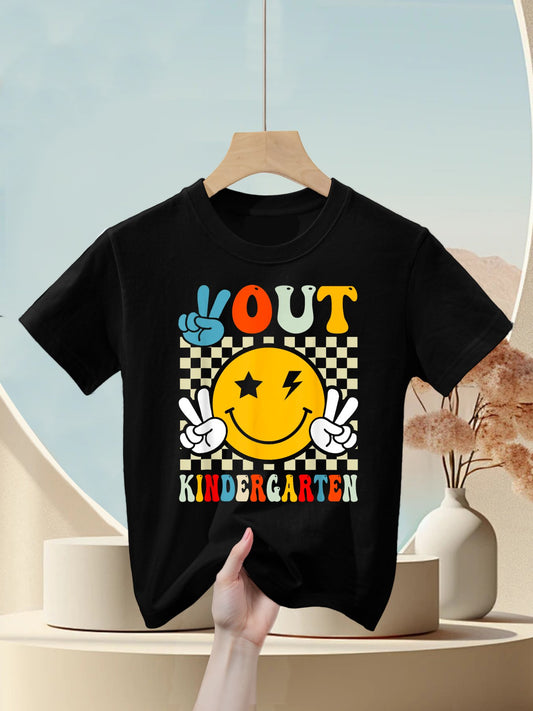 Groovy Peace Out Kindergarten Graduation Last Day Of School Kids T-Shirt