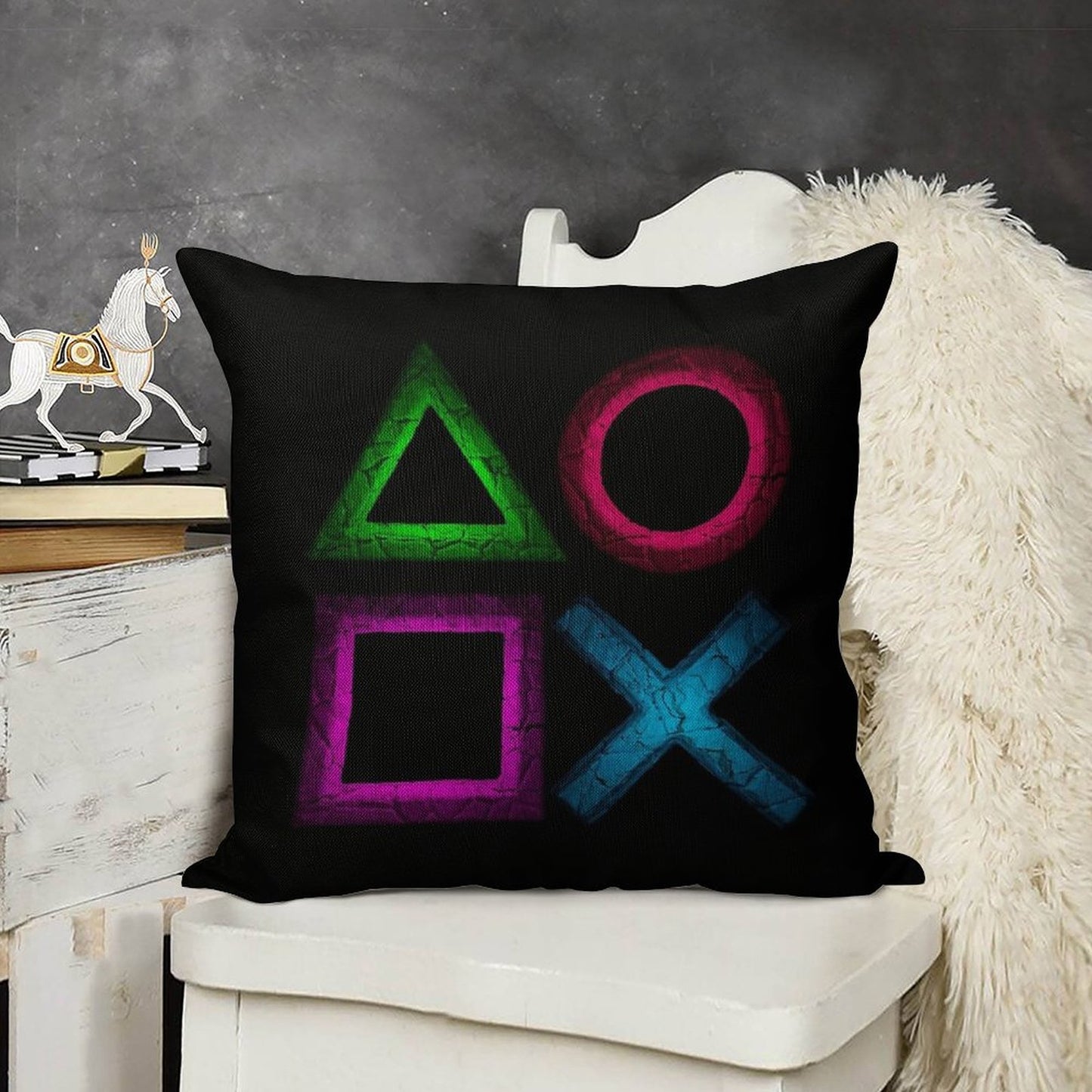 Buttons Linen Throw Pillow Cover