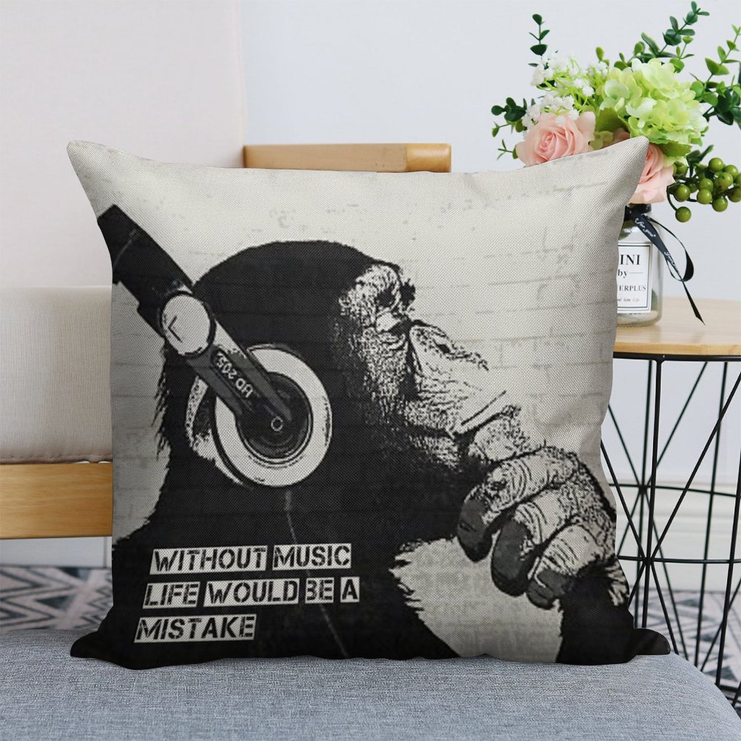 Without Music Life Would Be A Mistake Linen Throw Pillow Cover