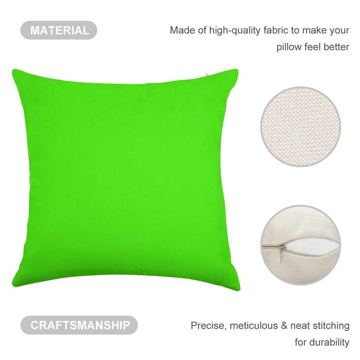 PLAIN SOLID COLOR NEON FLUROESCENT GREEN Linen Throw Pillow Cover