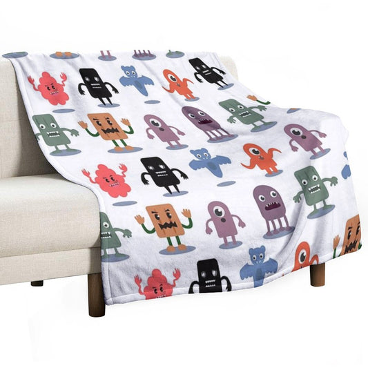 Monster Collection Pattern Throw Blanket