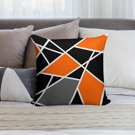 Geometric Modern Orange Pattern Soft Anti-Pilling Throw Pillow