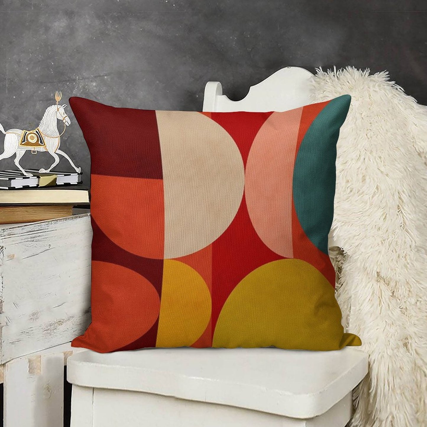 Mid Century 1 Linen Throw Pillow Cover