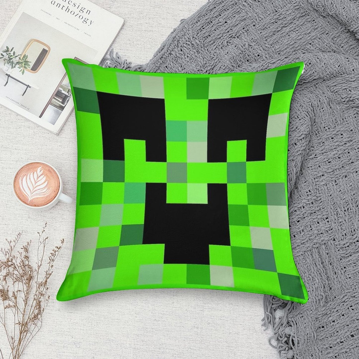 Kawaii Creeper Soft Bedroom Essential Throw Pillow