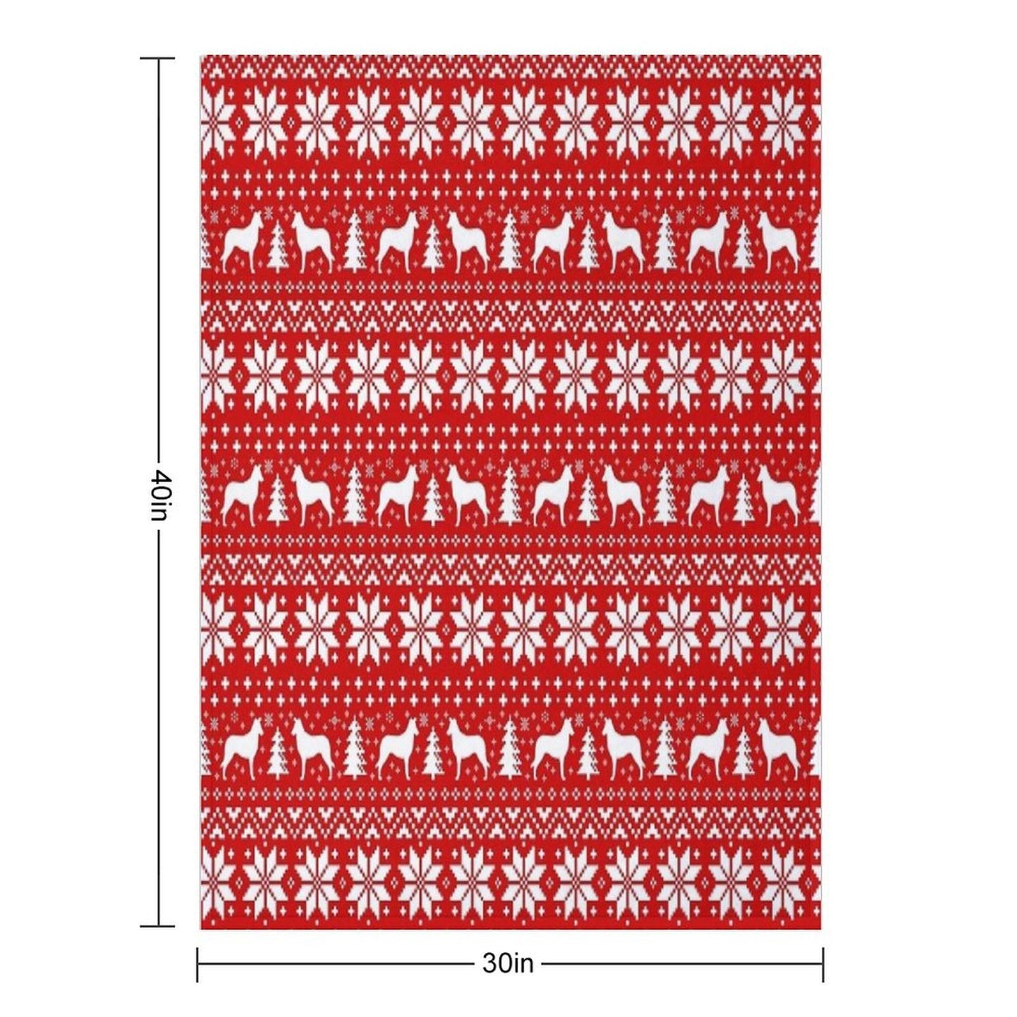 Smooth Collie Silhouettes Red And White Christmas Holiday Pattern Throw Blanket
