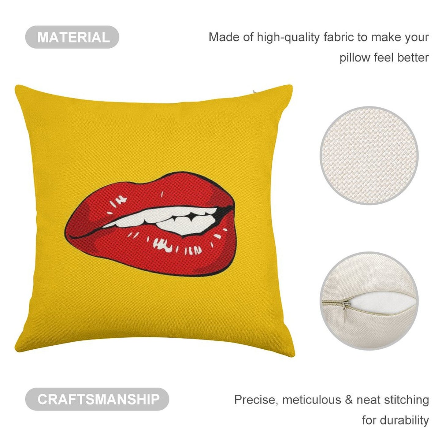 Sexy Biting Lips Throw Pillow Face Mask Linen Throw Pillow Cover