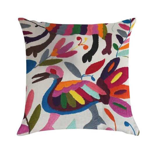 Mexican Otomi Embroidery Soft Washable Throw Pillow