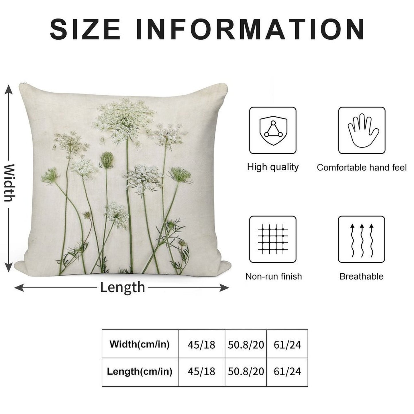 Queen Anne's Lace Soft Durable Construction Throw Pillow