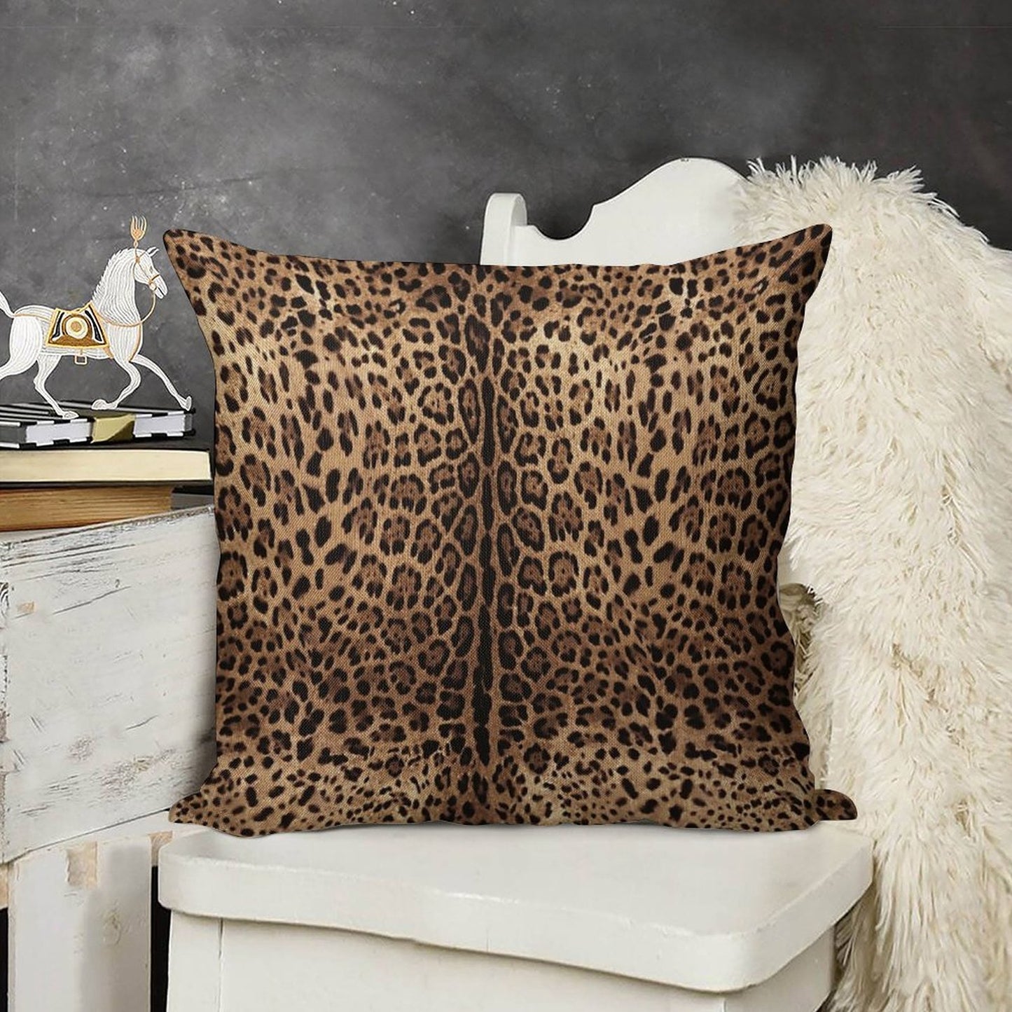 Leopard Print Skin Linen Throw Pillow Cover