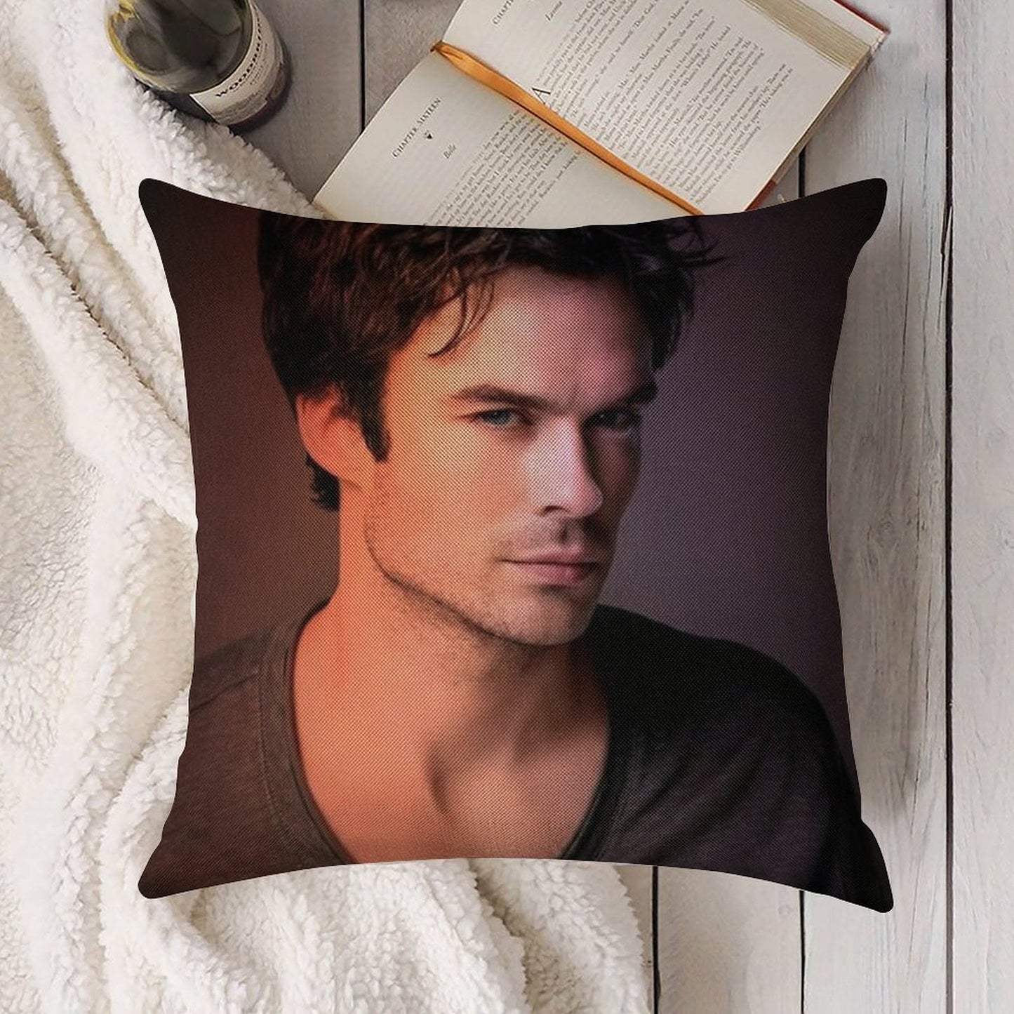 Ian Somerhalder Linen Throw Pillow Cover
