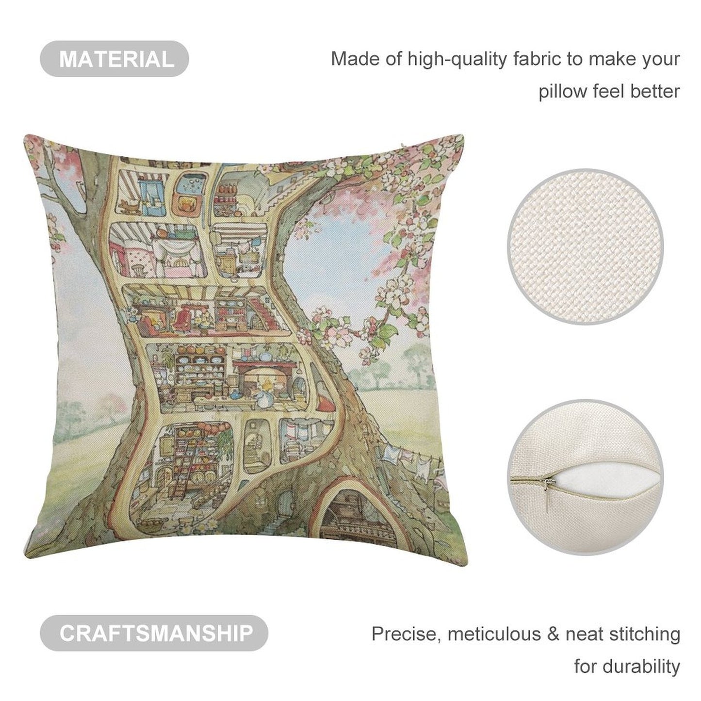 Crabapple Cottage Linen Throw Pillow Cover