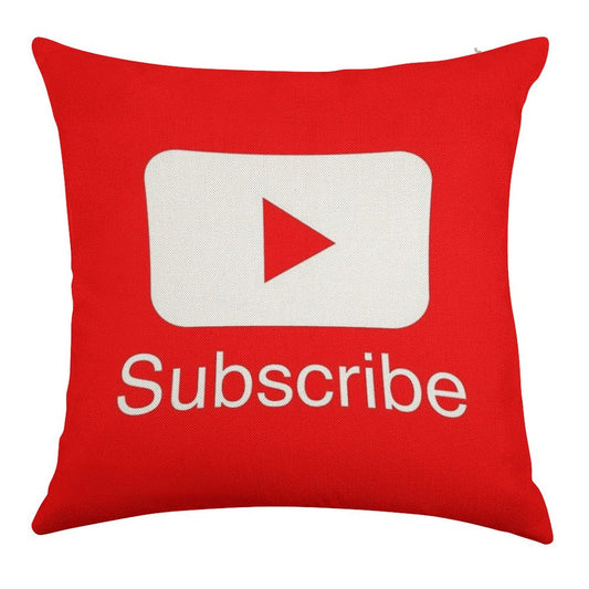 You Tube Subscribe Play Button Videos VLoggers Live Stream Linen Throw Pillow Cover