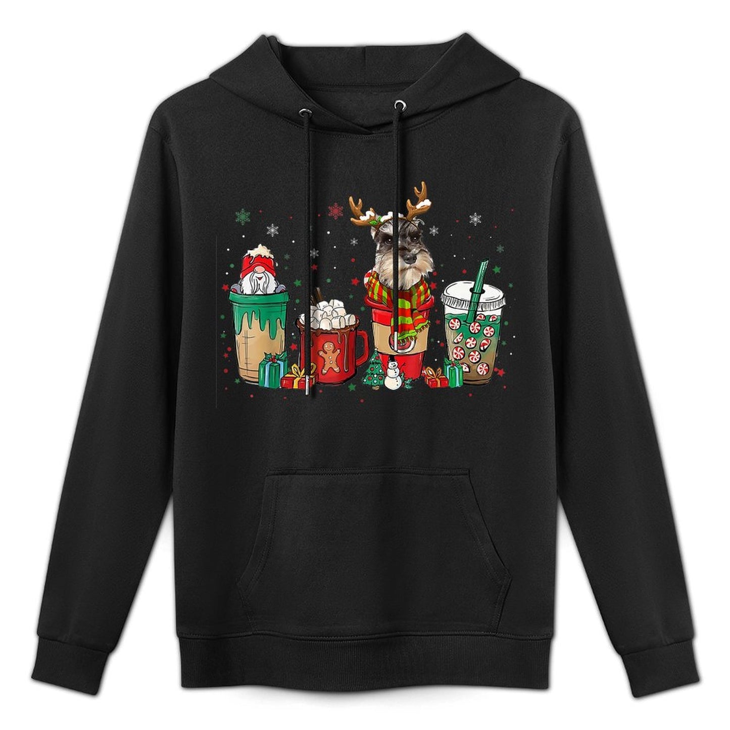 Cute Schnauzer Dog Christmas Coffee Pajamas Xmas Men Women Relaxed Fit Hoodie