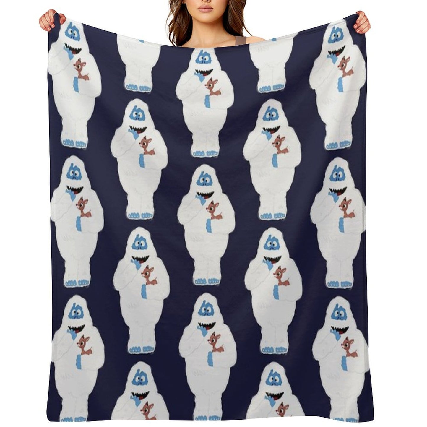 Classic Christmas Abominable Snowman with Rudolph © GraphicLoveShop Throw Blanket