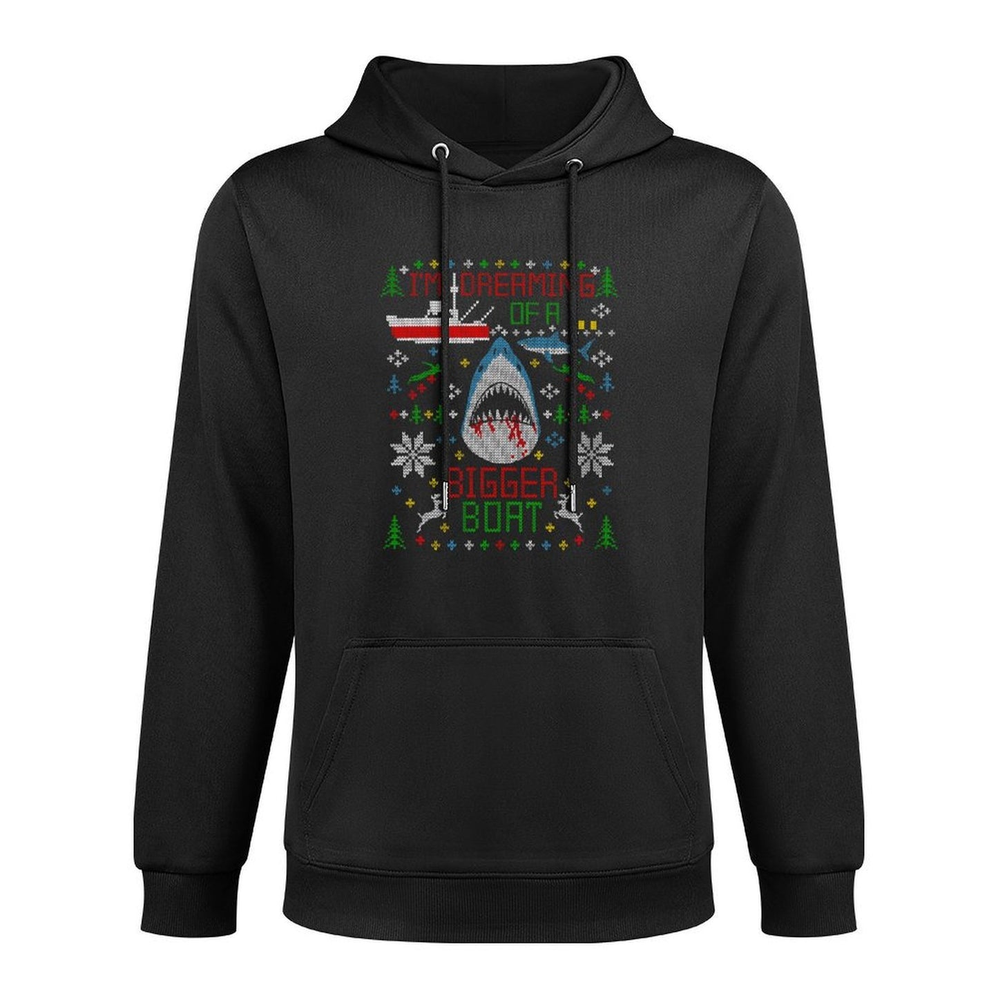 Great White Shark Fishing Ugly Christmas Sweater Party Sweatshirt Shrink-Resistant Hoodie