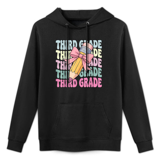 First Day Of School Third Grade Coquette 3rd Grade Breathable Fabric Hoodie