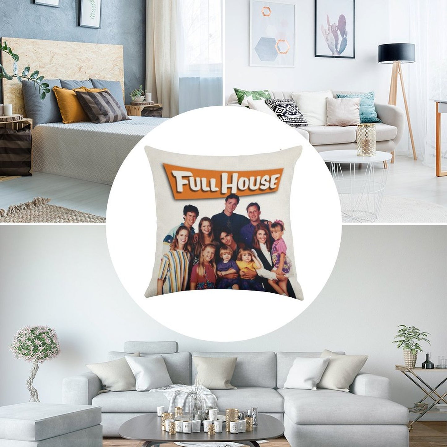 Full House Cast Linen Throw Pillow Cover