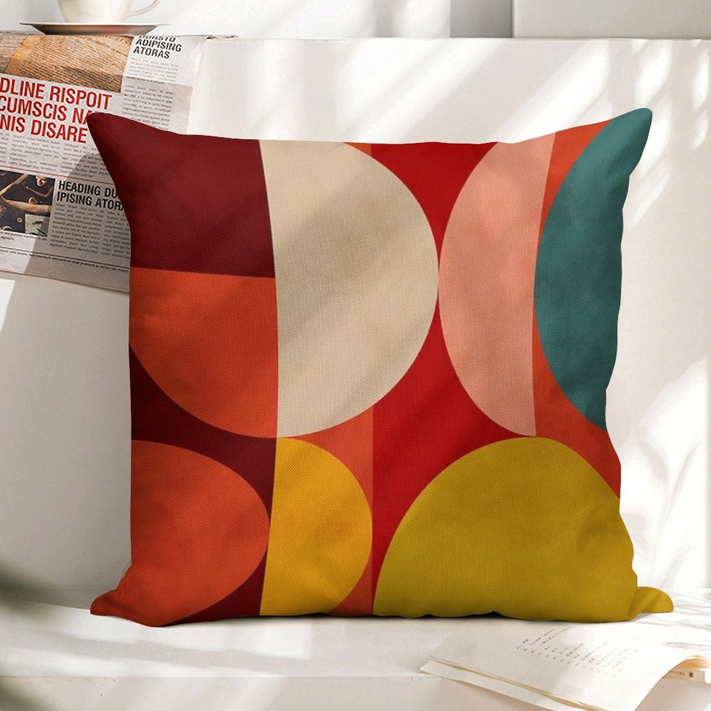 Mid Century 1 Linen Throw Pillow Cover