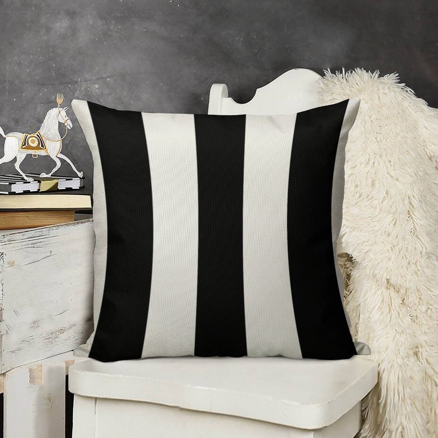 Black And White Stripes Linen Throw Pillow Cover