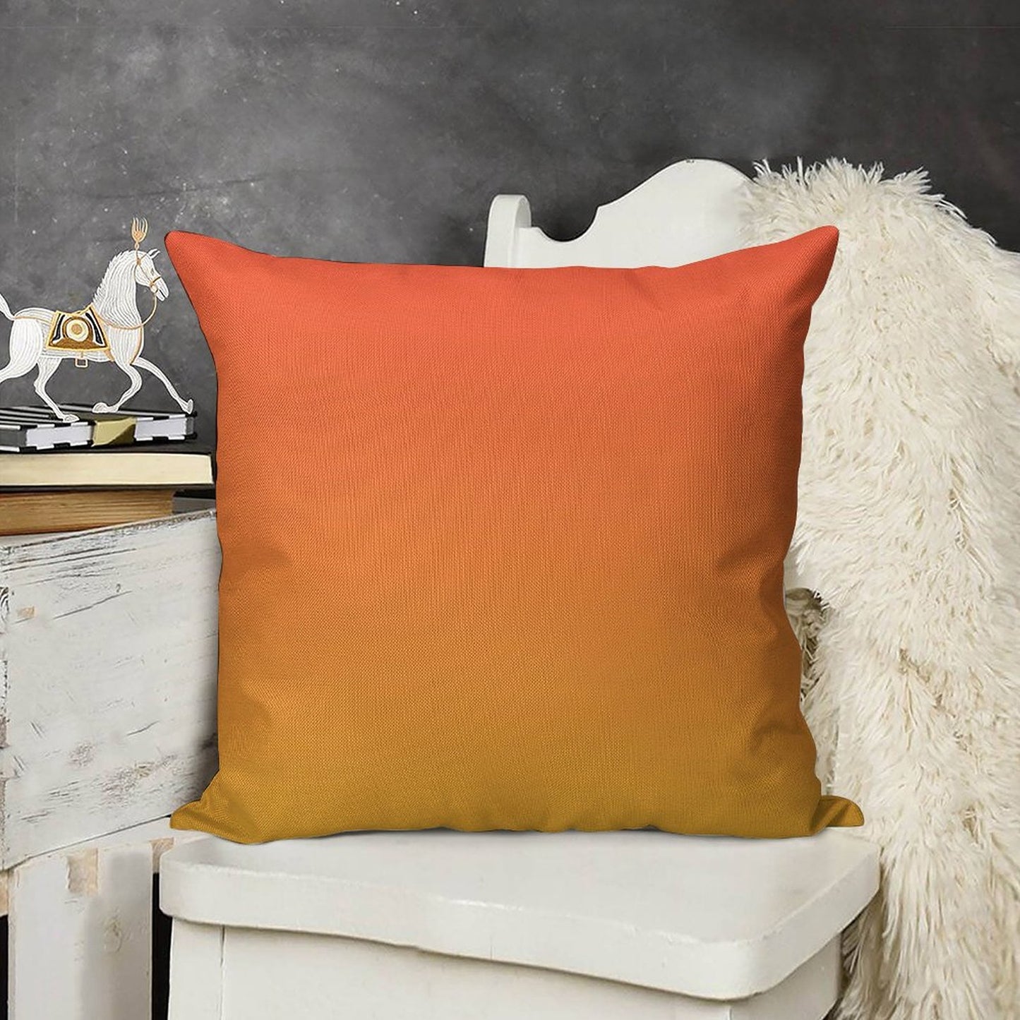 Preppy Modern Trendy Abstract Yellow Orange Ombre Linen Throw Pillow Cover