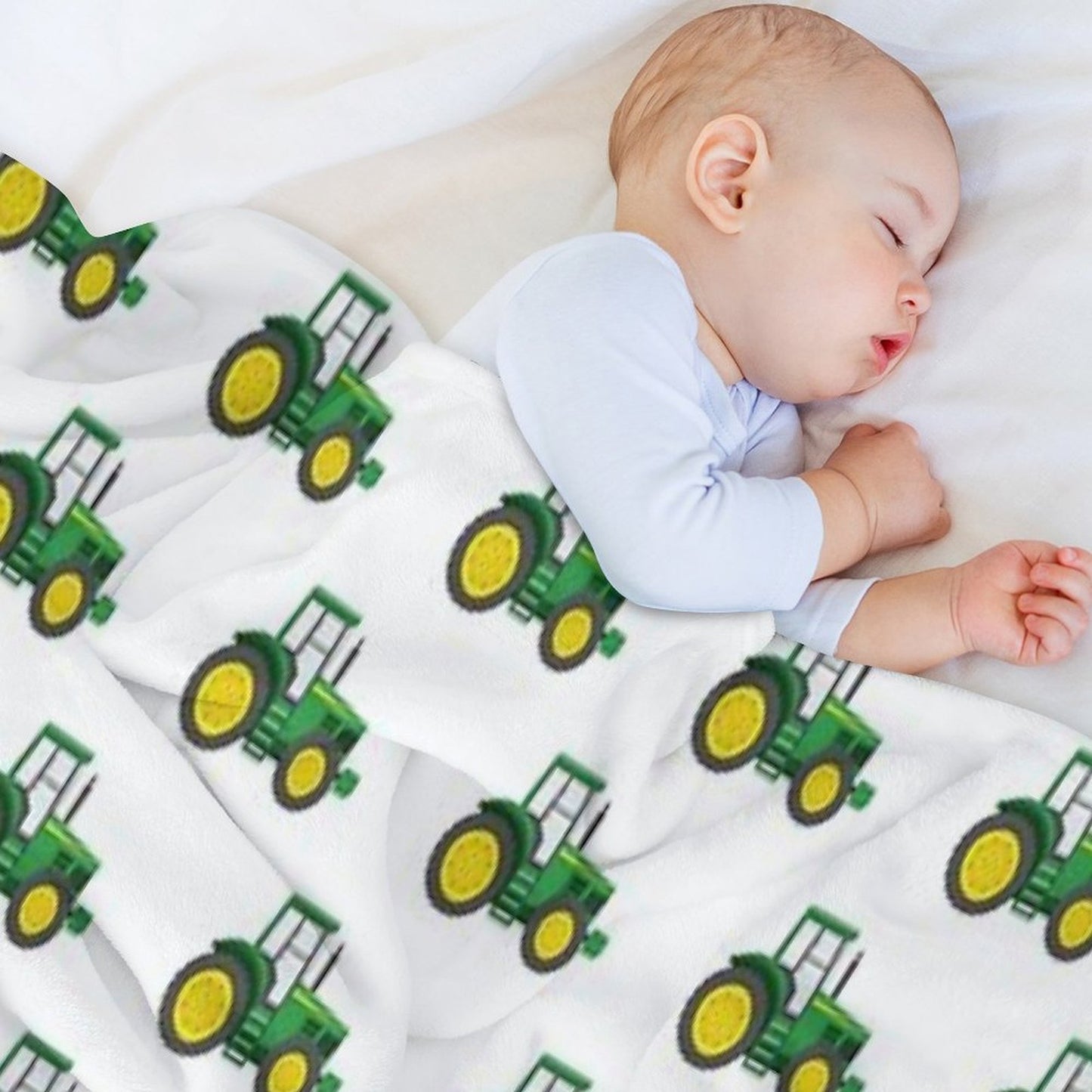 Green Tractors - Farming - Farm Themed Throw Blanket