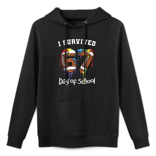 I Survived 67 Days of School Funny Teacher Football Drip Easy Care Hoodie