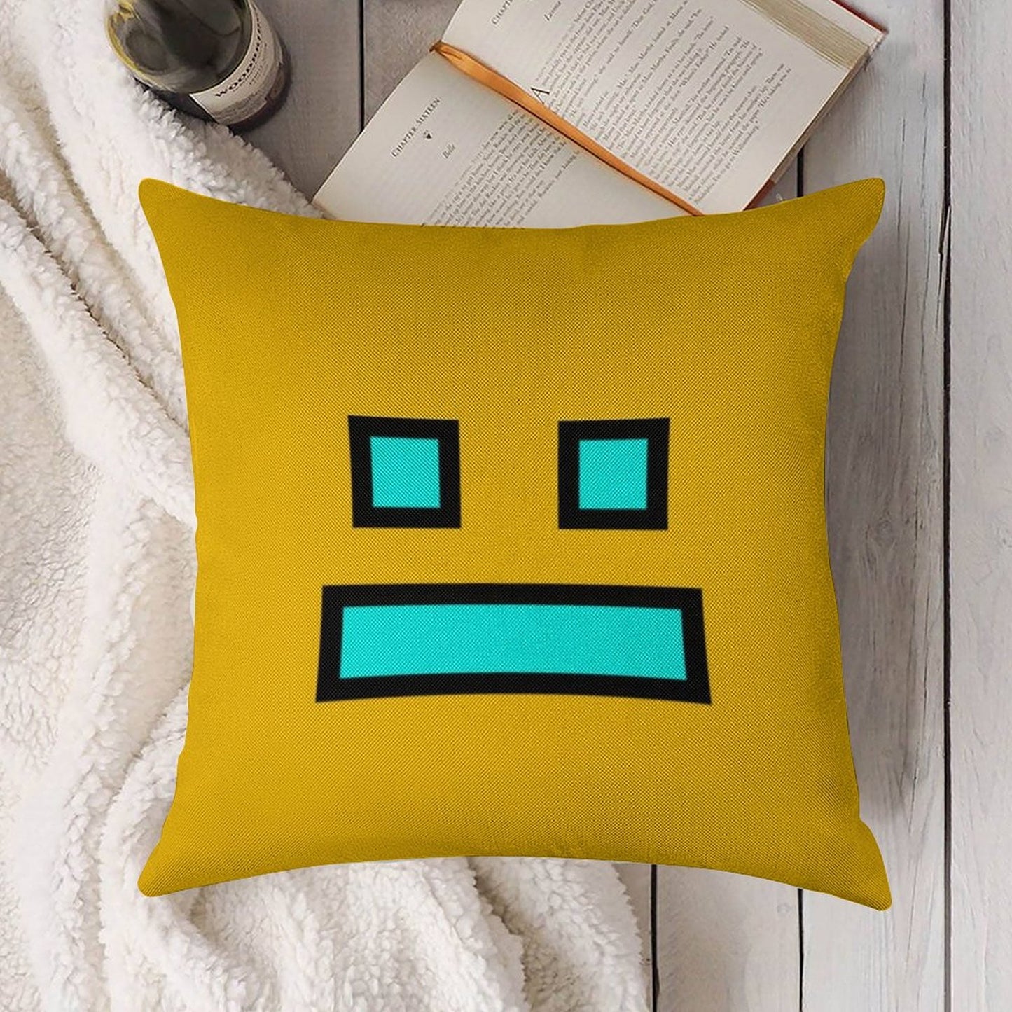 Geometry Dash Linen Throw Pillow Cover
