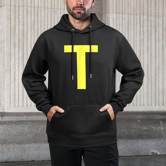 Letter T in Yellow on Green Costume Halloween Party Customizable Surface Hoodie