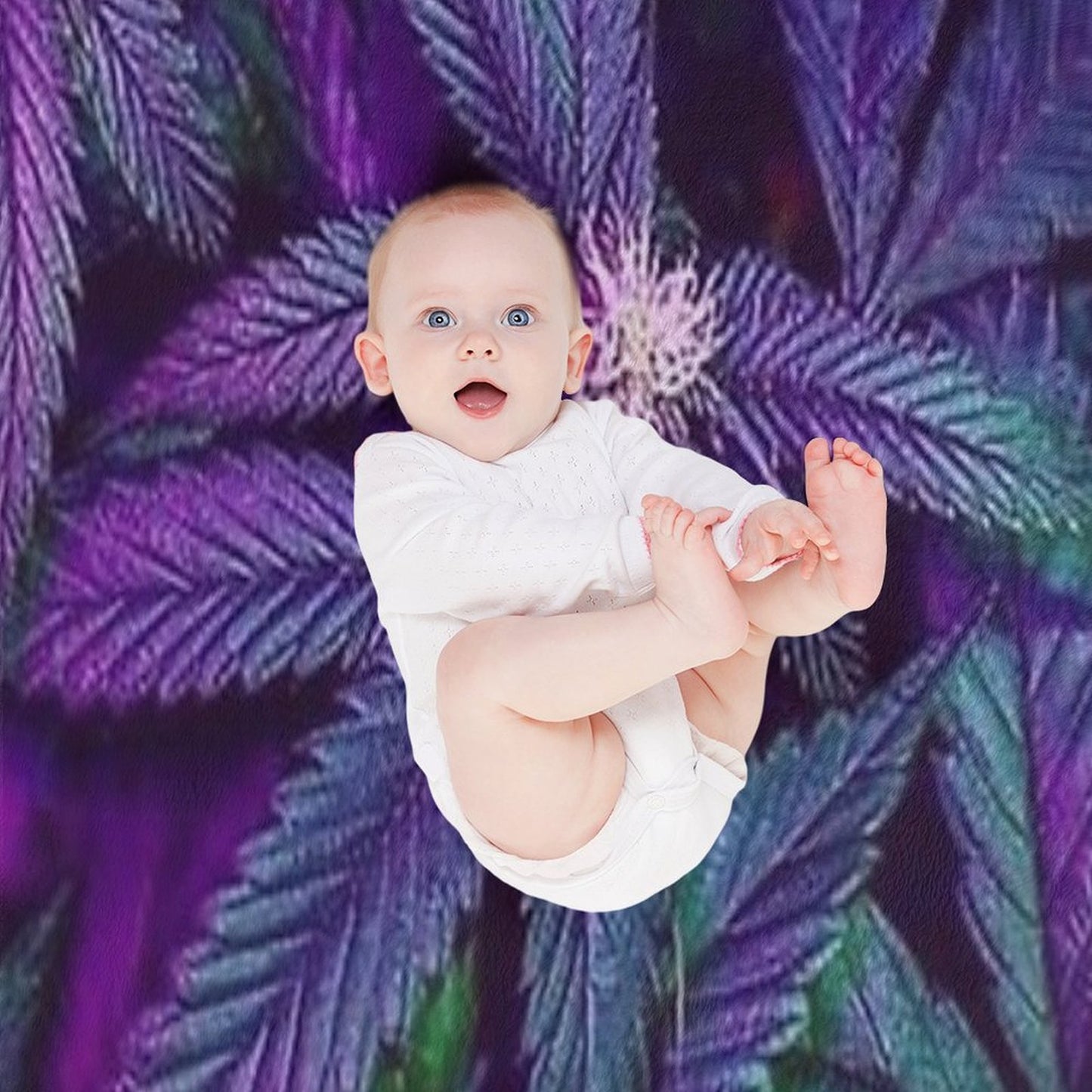 Psychedelic Purple Cannabis Marijuana Weed Pot Leaves Throw Blanket