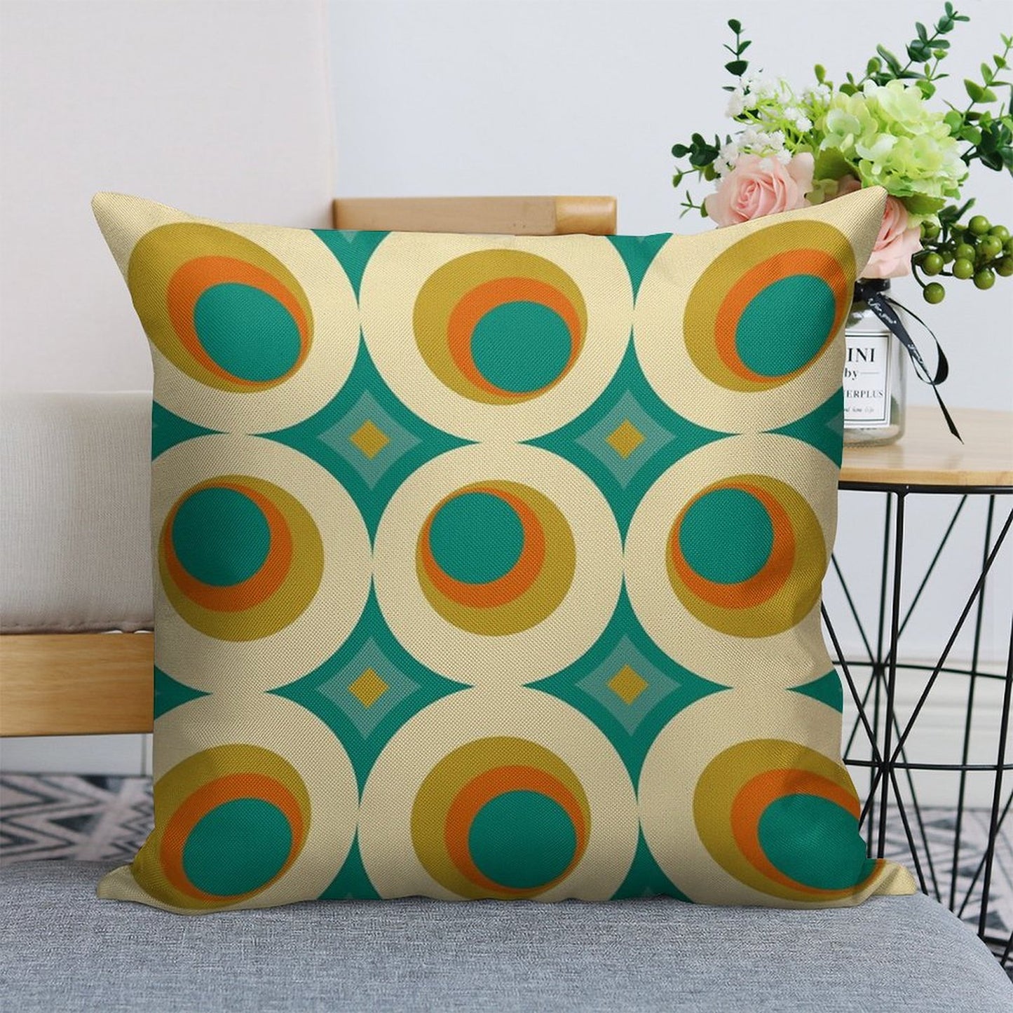 Mid-Century Modern Splash Linen Throw Pillow Cover