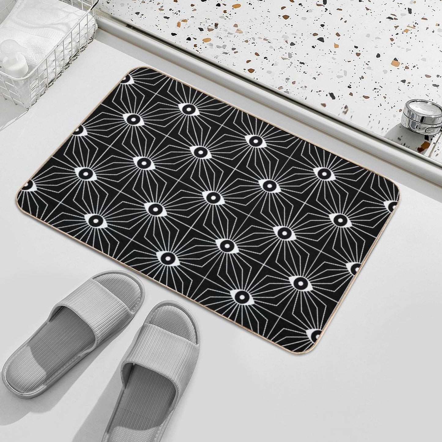 Electric Eyes - Black And White Toxin-Free Bath Mat