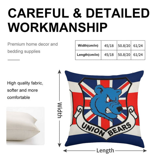 Union Bears Linen Throw Pillow Cover
