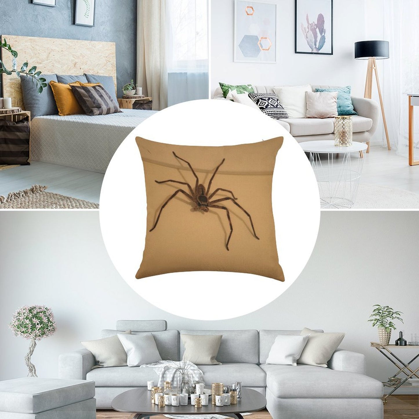 Australian Huntsman Spider Linen Throw Pillow Cover