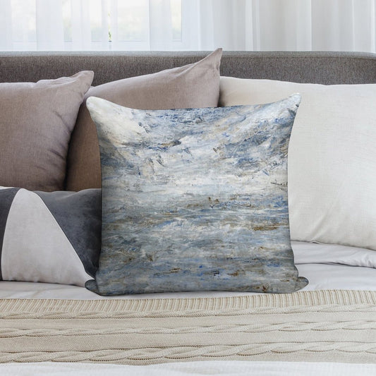 Abstract Seascape in Grey And Blue Soft Fade-Resistant Throw Pillow