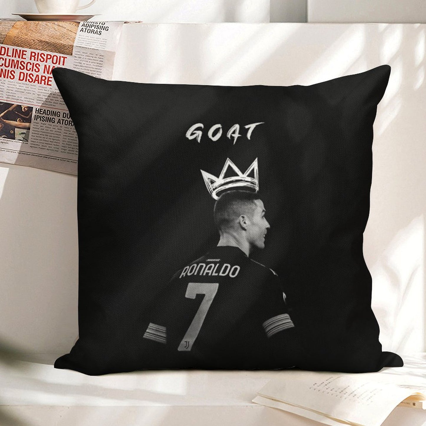 Cristiano Ronaldo Goat Linen Throw Pillow Cover