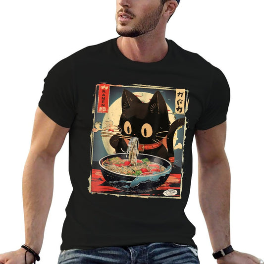 Cat Ramen Manga Anime for Kids Boys Girlsns Kawaii Cat Eating Ramen Noodles Anime Gift Girlsns T-Shirt