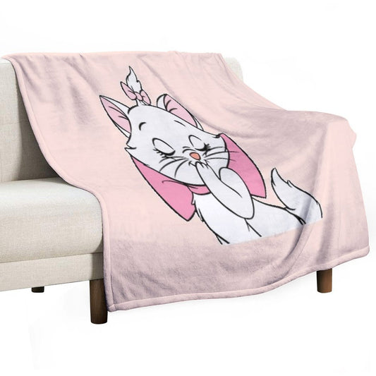 Marie Cute Aristocats. Beautiful Kitty. Cartoon Cat Teehee Throw Blanket