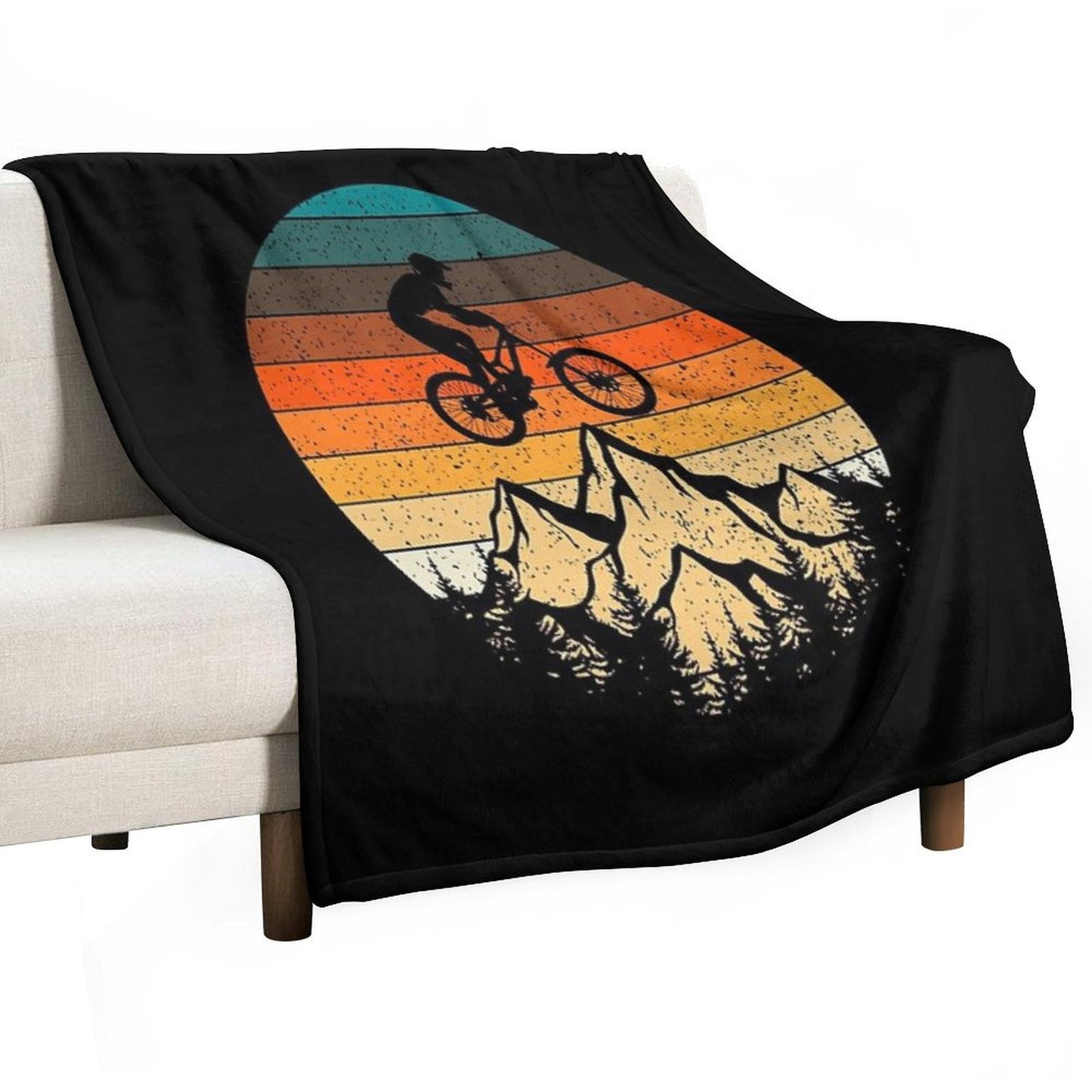 Mountainbike Downhill Retro Vintage Gift Throw Blanket