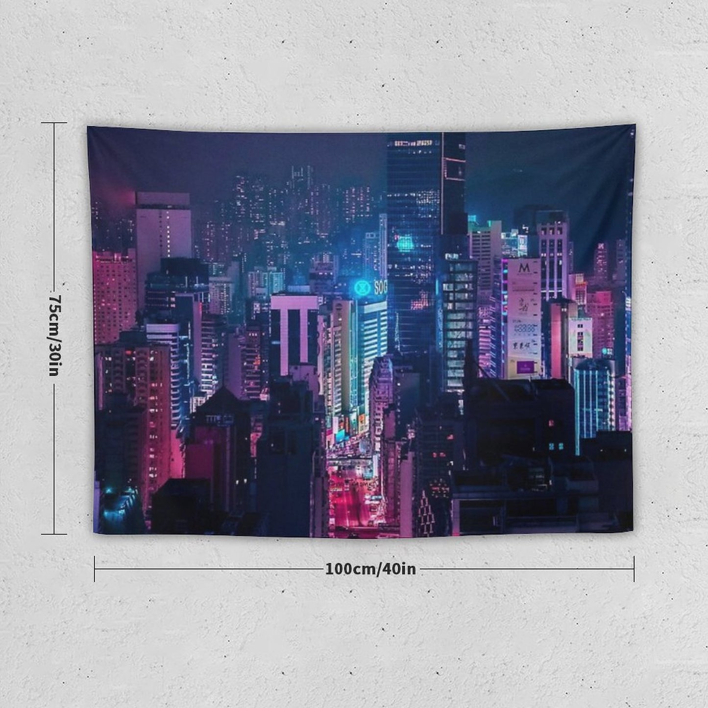 Neon City Aesthetic Tapestry