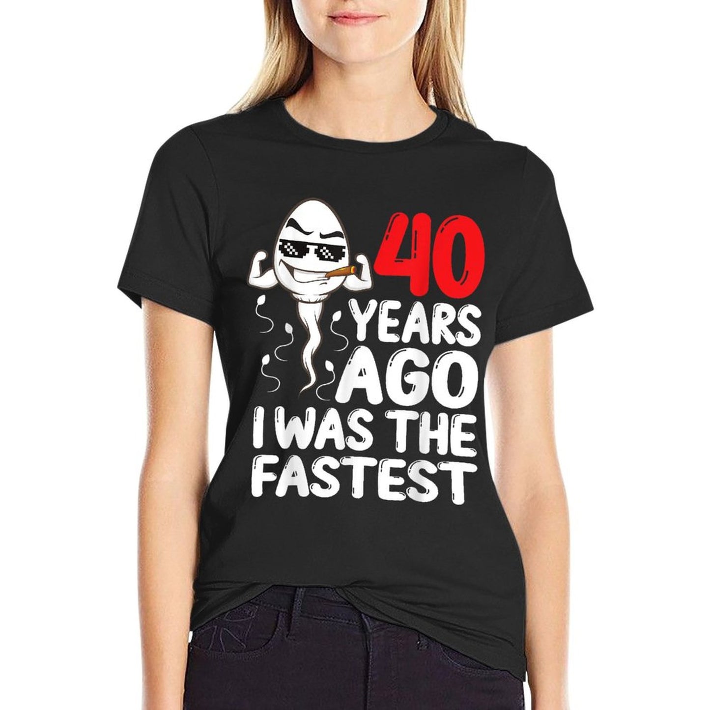 Mens 40th Birthday Gag Dress 40 Years Ago I Was The Fastest Funny T-Shirt