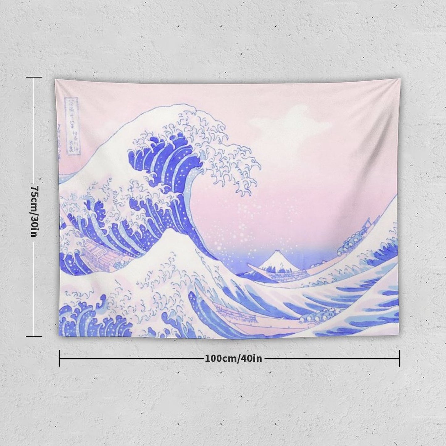 Great Wave Pastel Aesthetic Kawaii Pink Kanagawa Japanese Tapestry