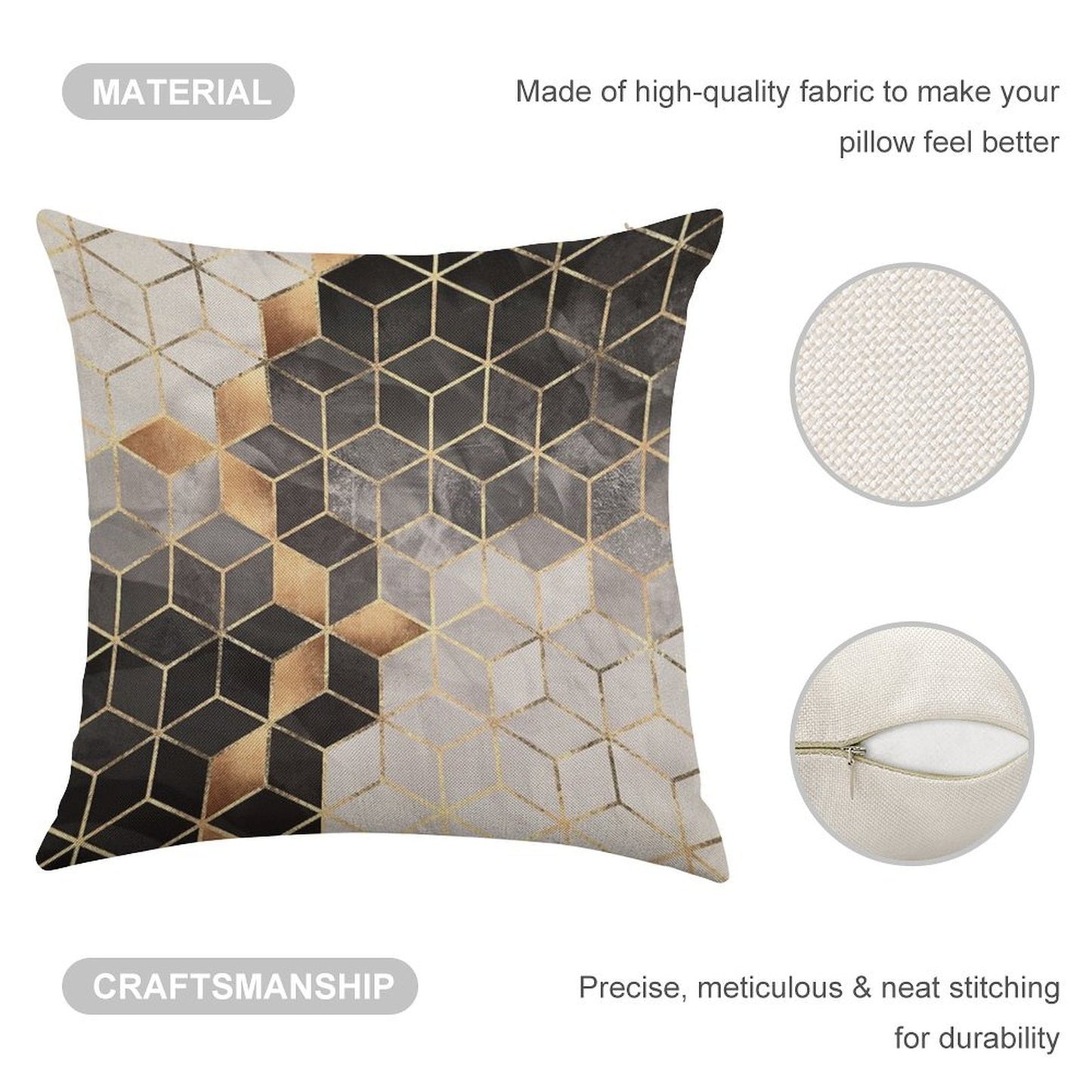 Smoky Cubes Linen Throw Pillow Cover