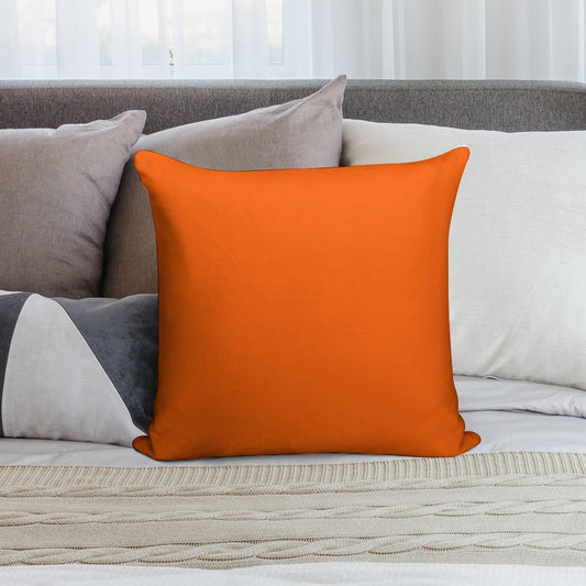 Festive Orange Accent Solid Color Decor Soft Decorative Cover Throw Pillow