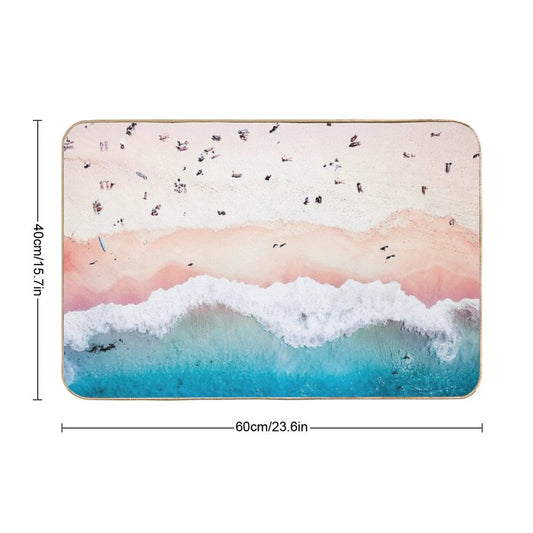 Aerial Sandy Beach Bath Mat