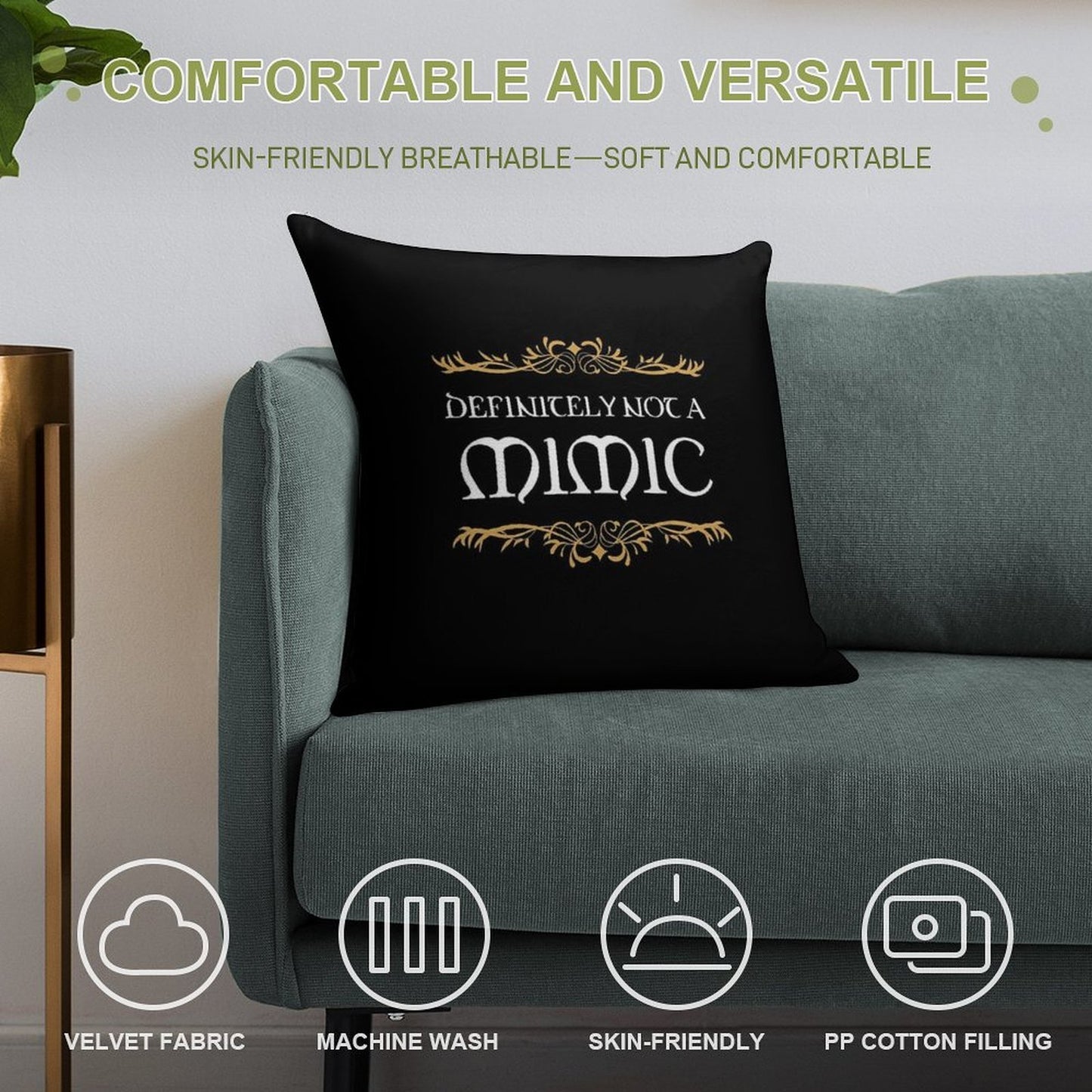 Definitely Not A Mimic Tabletop RPG Addict Soft Easy Maintenance Throw Pillow
