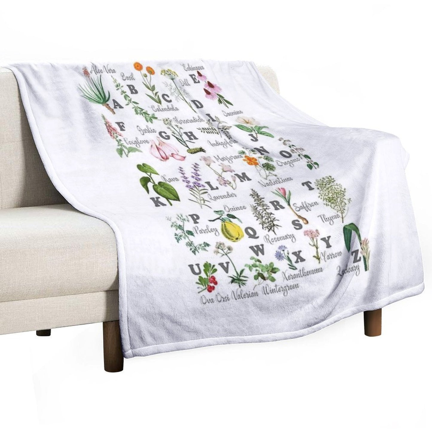 Herb Alphabet Throw Blanket