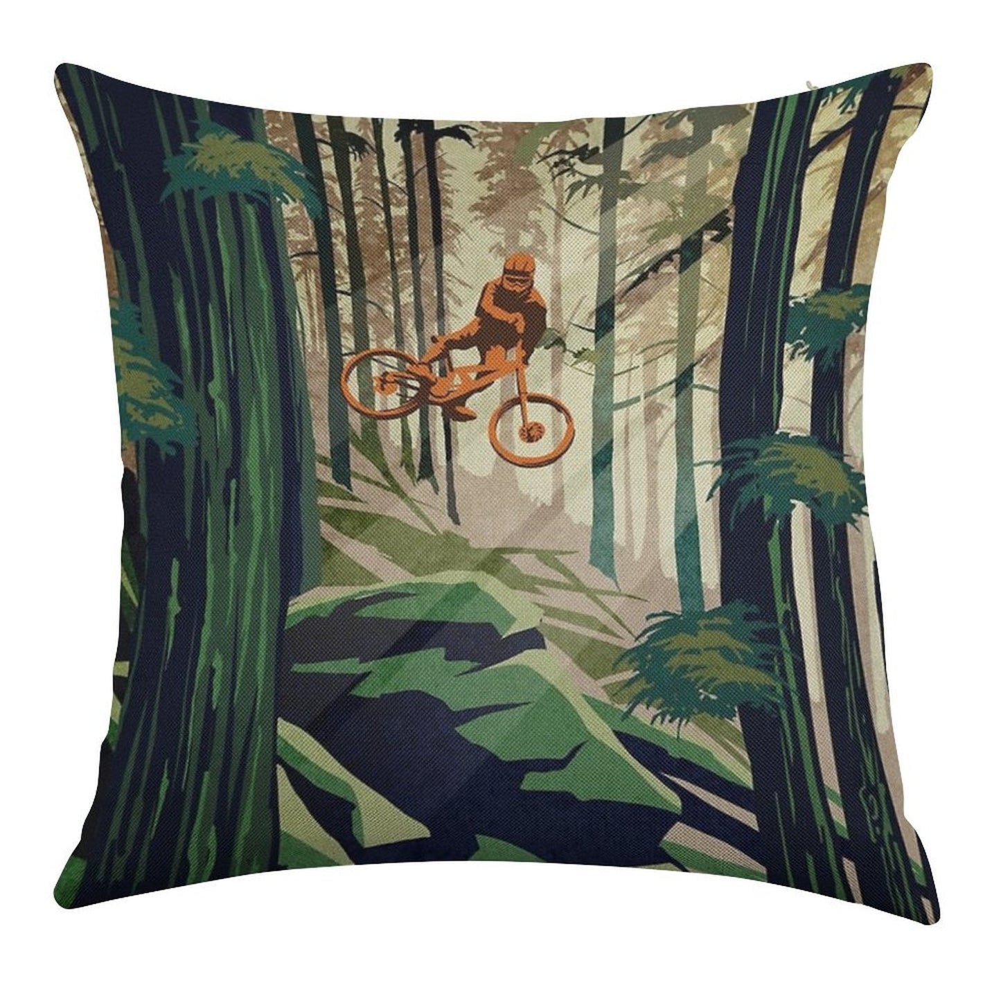 MY THERAPY Mountain Bike! Linen Throw Pillow Cover